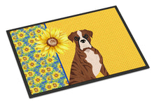 Load image into Gallery viewer, Summer Sunflowers Natural Eared Red Brindle Boxer Doormat - 18x27 Decorative Floor Mat – Indoor/Outdoor Rug with Artistic Flair