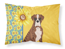 Load image into Gallery viewer, Summer Sunflowers Natural Eared Red Brindle Boxer Fabric Standard Pillowcase – Artistic Decorative Front, White Back