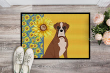 Load image into Gallery viewer, Summer Sunflowers Natural Eared Red Fawn Boxer Doormat - 24x36 Decorative Floor Mat – Indoor/Outdoor Rug with Artistic Flair