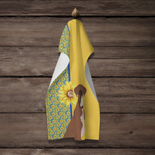 Load image into Gallery viewer, Summer Sunflowers Natural Eared Red Fawn Boxer Kitchen Towel