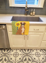 Load image into Gallery viewer, Summer Sunflowers Natural Eared Fawn Boxer Kitchen Towel