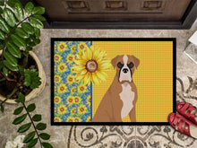 Load image into Gallery viewer, Summer Sunflowers Natural Eared Fawn Boxer Doormat - 18x27 Decorative Floor Mat – Indoor/Outdoor Rug with Artistic Flair