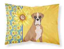 Load image into Gallery viewer, Summer Sunflowers Natural Eared Fawn Boxer Fabric Standard Pillowcase – Artistic Decorative Front, White Back