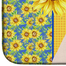Load image into Gallery viewer, Summer Sunflowers Natural Eared White Boxer Dish Drying Mat – Absorbent, Artistic Kitchen Essentials