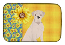Load image into Gallery viewer, Summer Sunflowers Natural Eared White Boxer Dish Drying Mat – Absorbent, Artistic Kitchen Essentials