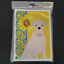 Load image into Gallery viewer, Summer Sunflowers Natural Eared White Boxer Greeting Cards -  Blank Note Cards – 8-Pack of Artist-Designed Cards with Envelopes