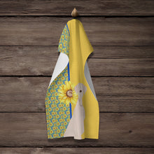 Load image into Gallery viewer, Summer Sunflowers Natural Eared White Boxer Kitchen Towel