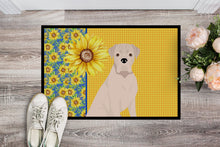 Load image into Gallery viewer, Summer Sunflowers Natural Eared White Boxer Doormat - 18x27 Decorative Floor Mat – Indoor/Outdoor Rug with Artistic Flair
