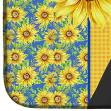 Load image into Gallery viewer, Summer Sunflowers Natural Eared Black Boxer Dish Drying Mat – Absorbent, Artistic Kitchen Essentials