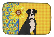 Load image into Gallery viewer, Summer Sunflowers Natural Eared Black Boxer Dish Drying Mat – Absorbent, Artistic Kitchen Essentials