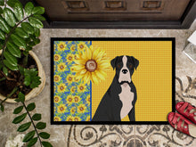 Load image into Gallery viewer, Summer Sunflowers Natural Eared Black Boxer Doormat - 24x36 Decorative Floor Mat – Indoor/Outdoor Rug with Artistic Flair