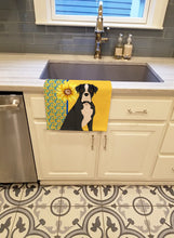Load image into Gallery viewer, Summer Sunflowers Natural Eared Black Boxer Kitchen Towel