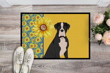 Load image into Gallery viewer, Summer Sunflowers Natural Eared Black Boxer Doormat - 18x27 Decorative Floor Mat – Indoor/Outdoor Rug with Artistic Flair