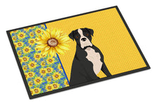 Load image into Gallery viewer, Summer Sunflowers Natural Eared Black Boxer Doormat - 18x27 Decorative Floor Mat – Indoor/Outdoor Rug with Artistic Flair