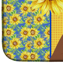 Load image into Gallery viewer, Summer Sunflowers Red Fawn Boxer Dish Drying Mat – Absorbent, Artistic Kitchen Essentials