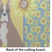 Load image into Gallery viewer, Summer Sunflowers Red Fawn Boxer Glass Cutting Boards – Durable, Decorative Kitchen Art Large