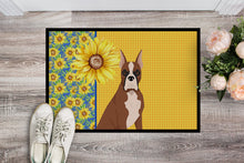 Load image into Gallery viewer, Summer Sunflowers Red Fawn Boxer Doormat - 18x27 Decorative Floor Mat – Indoor/Outdoor Rug with Artistic Flair