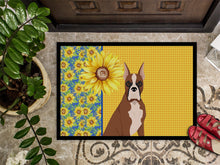 Load image into Gallery viewer, Summer Sunflowers Red Fawn Boxer Doormat - 18x27 Decorative Floor Mat – Indoor/Outdoor Rug with Artistic Flair