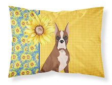 Load image into Gallery viewer, Summer Sunflowers Red Fawn Boxer Fabric Standard Pillowcase – Artistic Decorative Front, White Back