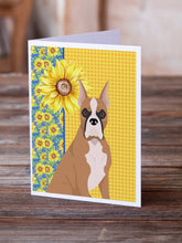 Load image into Gallery viewer, Summer Sunflowers Fawn Boxer Greeting Cards -  Blank Note Cards – 8-Pack of Artist-Designed Cards with Envelopes