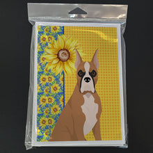 Load image into Gallery viewer, Summer Sunflowers Fawn Boxer Greeting Cards -  Blank Note Cards – 8-Pack of Artist-Designed Cards with Envelopes
