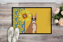 Load image into Gallery viewer, Summer Sunflowers Fawn Boxer Doormat - 24x36 Decorative Floor Mat – Indoor/Outdoor Rug with Artistic Flair