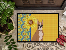 Load image into Gallery viewer, Summer Sunflowers Fawn Boxer Doormat - 24x36 Decorative Floor Mat – Indoor/Outdoor Rug with Artistic Flair