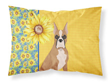 Load image into Gallery viewer, Summer Sunflowers Fawn Boxer Fabric Standard Pillowcase – Artistic Decorative Front, White Back