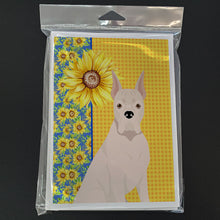 Load image into Gallery viewer, Summer Sunflowers White Boxer Greeting Cards -  Blank Note Cards – 8-Pack of Artist-Designed Cards with Envelopes