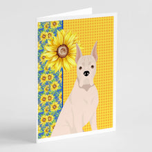 Load image into Gallery viewer, Summer Sunflowers White Boxer Greeting Cards -  Blank Note Cards – 8-Pack of Artist-Designed Cards with Envelopes