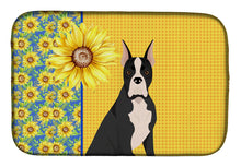 Load image into Gallery viewer, Summer Sunflowers Black Boxer Dish Drying Mat – Absorbent, Artistic Kitchen Essentials
