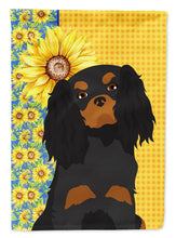Load image into Gallery viewer, Summer Sunflowers Black and Tan Cavalier Spaniel Garden Flag – Decorative Outdoor Yard Flag