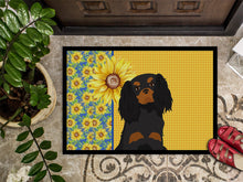 Load image into Gallery viewer, Summer Sunflowers Black and Tan Cavalier Spaniel Doormat - 24x36 Decorative Floor Mat – Indoor/Outdoor Rug with Artistic Flair