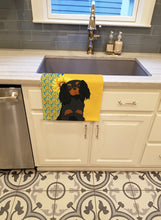 Load image into Gallery viewer, Summer Sunflowers Black and Tan Cavalier Spaniel Kitchen Towel