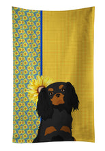 Load image into Gallery viewer, Summer Sunflowers Black and Tan Cavalier Spaniel Kitchen Towel