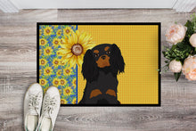Load image into Gallery viewer, Summer Sunflowers Black and Tan Cavalier Spaniel Doormat - 18x27 Decorative Floor Mat – Indoor/Outdoor Rug with Artistic Flair