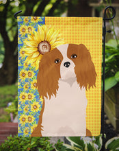 Load image into Gallery viewer, Summer Sunflowers Blenheim Cavalier Spaniel Garden Flag – Decorative Outdoor Yard Flag