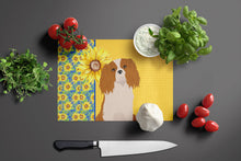 Load image into Gallery viewer, Summer Sunflowers Blenheim Cavalier Spaniel Glass Cutting Boards – Durable, Decorative Kitchen Art Large