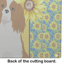 Load image into Gallery viewer, Summer Sunflowers Blenheim Cavalier Spaniel Glass Cutting Boards – Durable, Decorative Kitchen Art Large