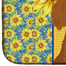 Load image into Gallery viewer, Summer Sunflowers Ruby Cavalier Spaniel Dish Drying Mat – Absorbent, Artistic Kitchen Essentials