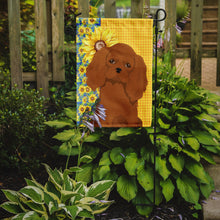 Load image into Gallery viewer, Summer Sunflowers Ruby Cavalier Spaniel Garden Flag – Decorative Outdoor Yard Flag