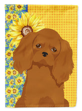 Load image into Gallery viewer, Summer Sunflowers Ruby Cavalier Spaniel Garden Flag – Decorative Outdoor Yard Flag