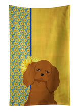 Load image into Gallery viewer, Summer Sunflowers Ruby Cavalier Spaniel Kitchen Towel