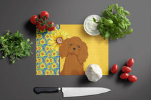 Load image into Gallery viewer, Summer Sunflowers Ruby Cavalier Spaniel Glass Cutting Boards – Durable, Decorative Kitchen Art Large