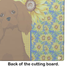 Load image into Gallery viewer, Summer Sunflowers Ruby Cavalier Spaniel Glass Cutting Boards – Durable, Decorative Kitchen Art Large