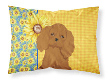 Load image into Gallery viewer, Summer Sunflowers Ruby Cavalier Spaniel Fabric Standard Pillowcase – Artistic Decorative Front, White Back
