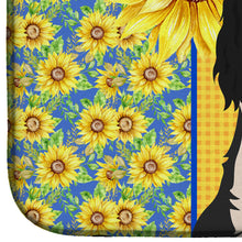 Load image into Gallery viewer, Summer Sunflowers Tricolor Cavalier Spaniel Dish Drying Mat – Absorbent, Artistic Kitchen Essentials