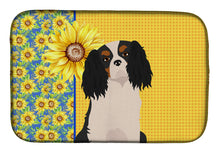 Load image into Gallery viewer, Summer Sunflowers Tricolor Cavalier Spaniel Dish Drying Mat – Absorbent, Artistic Kitchen Essentials