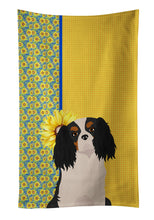 Load image into Gallery viewer, Summer Sunflowers Tricolor Cavalier Spaniel Kitchen Towel
