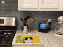 Load image into Gallery viewer, Summer Sunflowers Tricolor Cavalier Spaniel Glass Cutting Boards – Durable, Decorative Kitchen Art Large